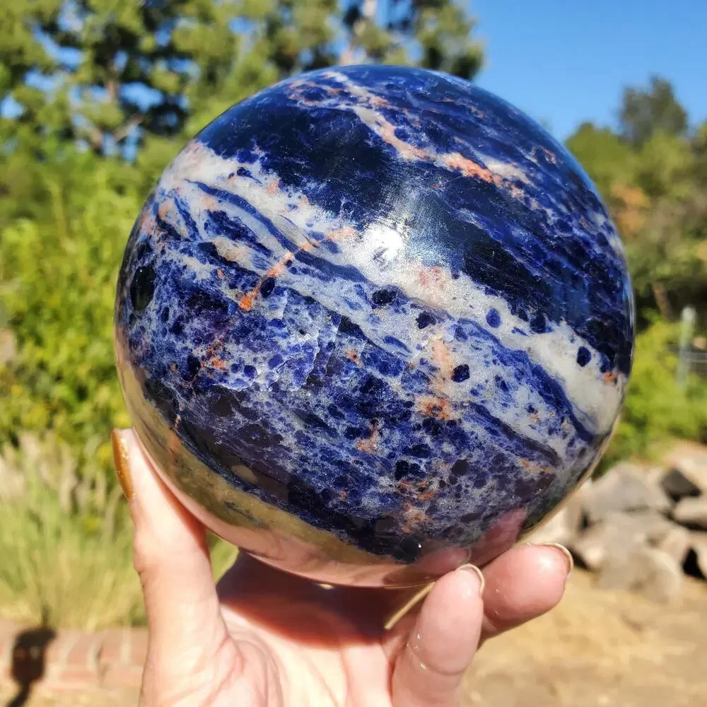 XL Dark Blue Sodalite Crystal Sphere 107mm 1840 grams